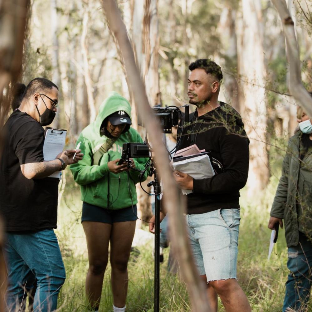 film production crew in the bush around Sydney