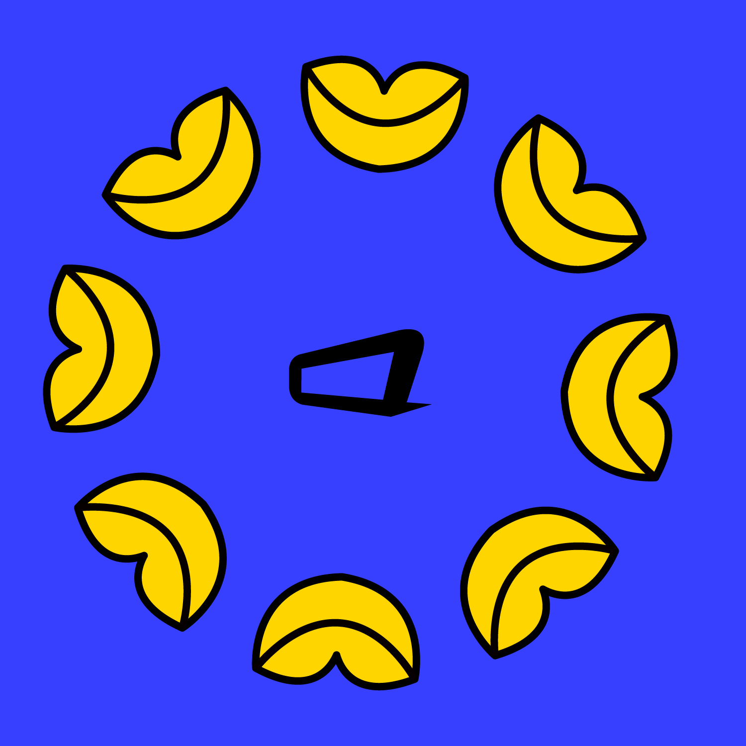 Simplified Illustration of lips in a circular pattern surrounding the Queer Screen logo