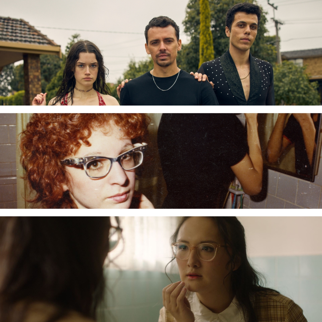 Collage of three images showcasing the films that won the audience Award