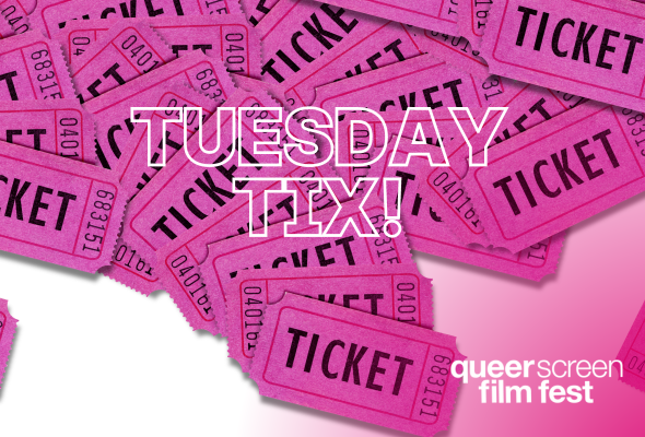 Tuesday Tix copy over pink tickets on a white table