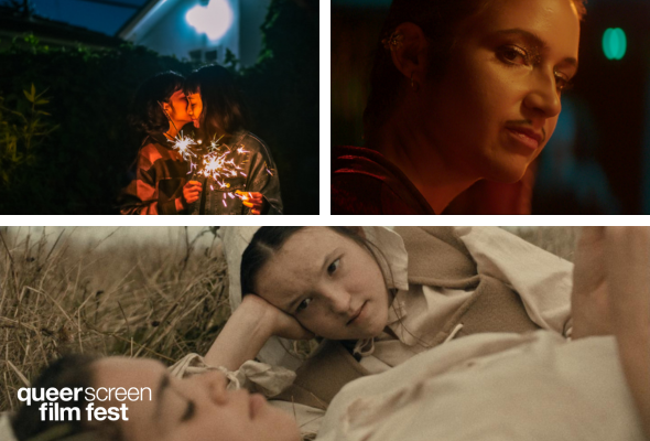 Collage of stills from sapphic shorts