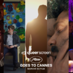 Five film stills with logo for Queer Screen goes to Cannes