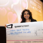 Leela Varghese with her winning cheque at the MGFF25 Program Launch