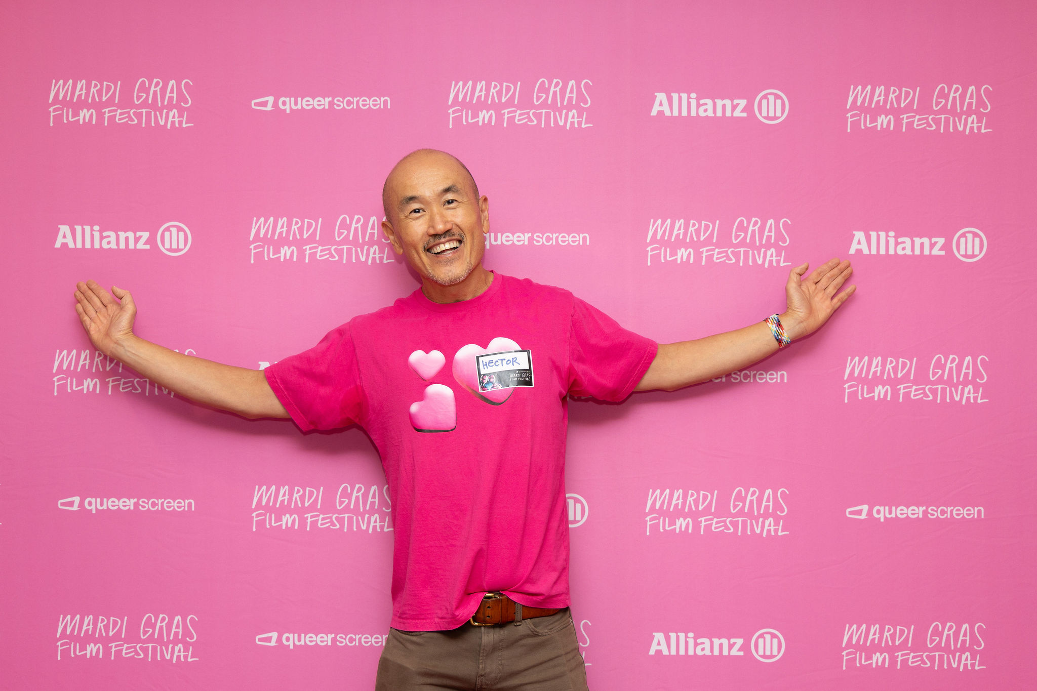 Man in pink shirt